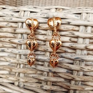 Monet goldtone heart dangle earrings